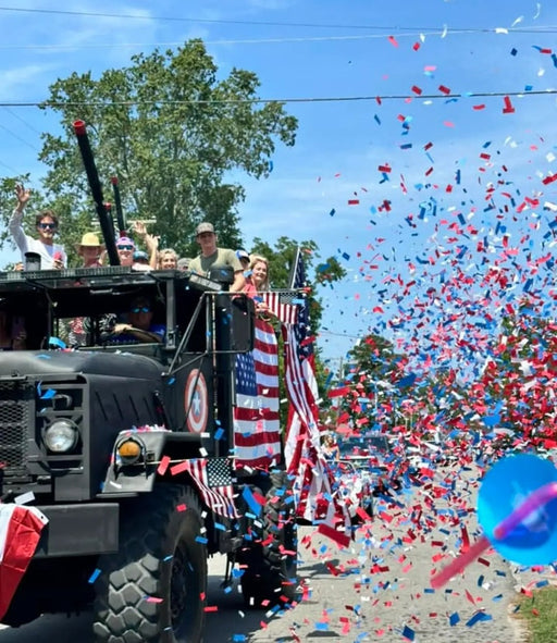 Red, White, Blue Tissue Confetti - Speed Load Cannon Sleeve (1/4lb) - Ultimate Confetti